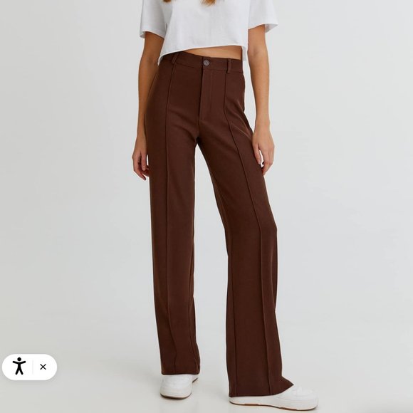 Aritzia Pants - Brown Straight Leg Trouser | TikTok Viral Pull & Bear